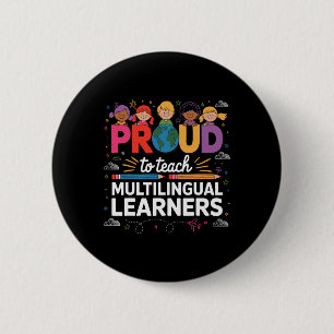 Trotse leraar die meertalige leerlingen onderwijst ronde button 5,7 cm