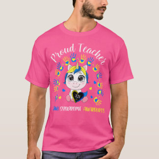 Trotse Leraar Down Syndroom Bewustzijn Blauwe Eenh T-shirt