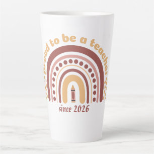 Trotse Leraar in Retro Bruin Oranje Latte Mok
