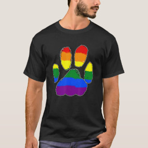 Trotse LGBT Bondgenoten Furry Rainbow Cat Dog Paw  T-shirt