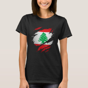 Trotse Libanese Gescheurde Vlag van Libanon T-shirt