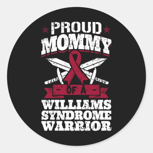Trotse mama van een Williams syndroom krijger Awar Ronde Sticker (Voorkant)