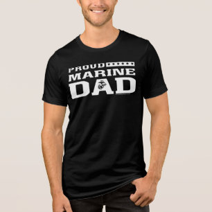 Trotse Marine Papa - Wit Tri-Blend Shirt