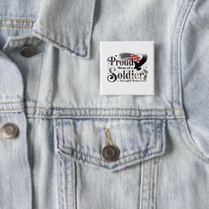 Trotse militaire moeder Soldaat trots kunst Vierkante Button 5,1 Cm