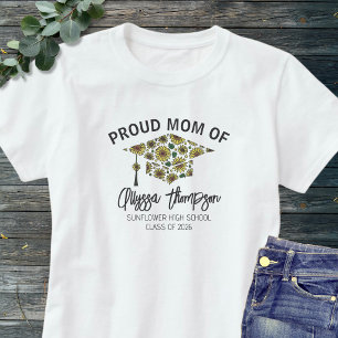 Trotse Moeder 2026 Afgestudeerde Naam Bloemige Afs T-shirt