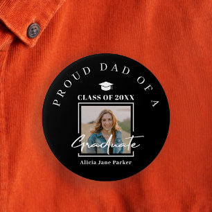 Trotse moeder aangepaste tekst afstuderen foto zwa ronde button 7,6 cm