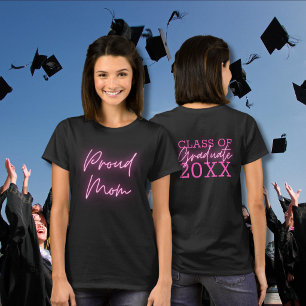 Trotse Moeder Afgestudeerde Neon Roze T-shirt