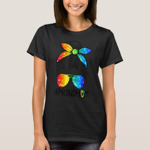 Trotse Moeder Messy Haar Bun Ondersteuning LGBTQ P T-shirt