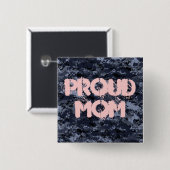 Trotse Moeder Militair Blauw Camouflage Button (Voorkant /achterkant)