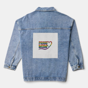 Trotse Moeder Regenboog Hart Vintage Gravure Ontwe Denim Jacket