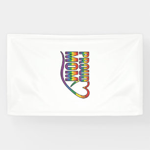 Trotse Moeder Regenboog Hart Vintage Gravure Ontwe Spandoek