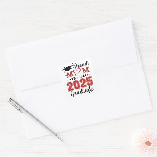 Trotse moeder van 2025 Afstuderen Afstuderen Moede Vierkante Sticker (Envelop)
