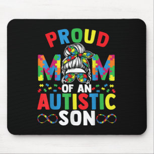 Trotse moeder van autistische zoon Messy Bun autis Muismat