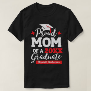 Trotse moeder van de afgestudeerde rood & wit t-shirt