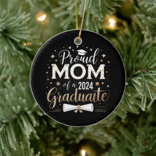 Trotse moeder van een 2024 Afstuderen klasse senio Keramisch Ornament (Boom)