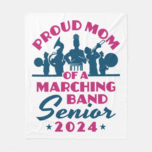 Trotse Moeder van een Marching Band Senior 2024 Fleece Deken (Voorkant)