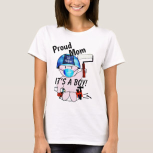Trotse moeder van nieuwe baby jongen timmerman t-shirt