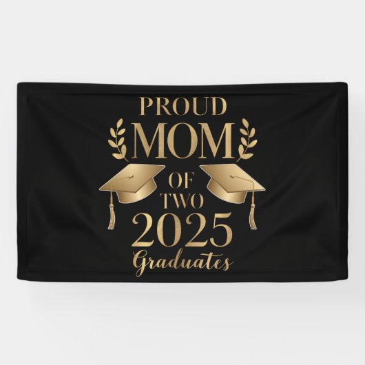 Trotse moeder van twee afgestudeerden 2025 Afstude Spandoek (Horizontaal)
