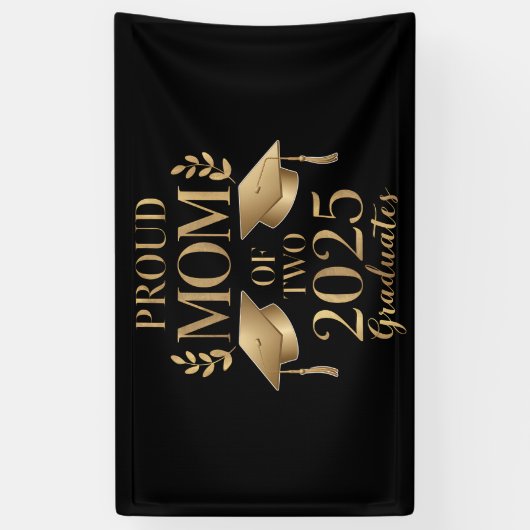 Trotse moeder van twee afgestudeerden 2025 Afstude Spandoek (Verticaal)