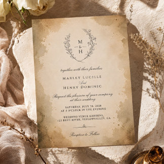 Trotse Monogram Boho Rustieke Elegante Trouwdag Kaart