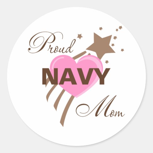 Trotse Navy Mam Hart Ronde Sticker (Voorkant)