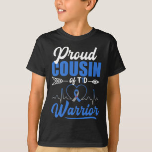 Trotse neef van T1D Warrior Diabetes Awareness Blu T-shirt