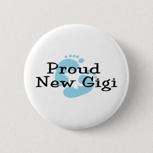 Trotse Nieuwe Gigi Babyjongen Voetafdrukken Ronde Button 5,7 Cm