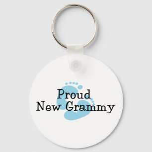 Trotse Nieuwe Grammy Babyjongen Voetafdrukken Sleutelhanger