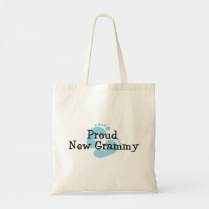 Trotse Nieuwe Grammy Babyjongen Voetafdrukken Tote Bag