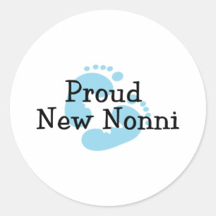 Trotse Nieuwe Nonni Baby Jongen Voetafdrukken Ronde Sticker