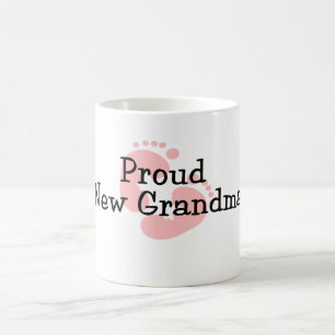 Trotse Nieuwe Oma Baby Meisje Voetafdrukken Koffiemok
