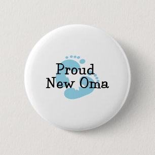 Trotse Nieuwe Oma Babyjongen Voetafdrukken Ronde Button 5,7 Cm
