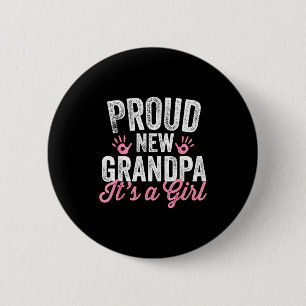 Trotse nieuwe opa Het is een meisje Vader wordt bi Ronde Button 5,7 Cm