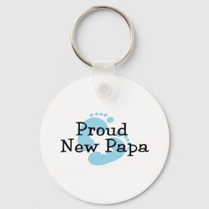 Trotse Nieuwe Papa Baby Jongen Voetafdrukken Sleutelhanger