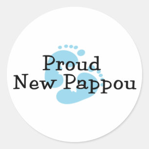 Trotse Nieuwe Pappou Babyjongen Voetafdrukken Ronde Sticker