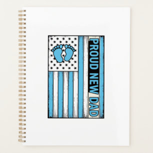 Trotse Nieuwe Vader Baby Voeten Vlag Vector Ontwer Planner