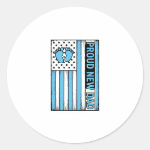 Trotse Nieuwe Vader Baby Voeten Vlag Vector Ontwer Ronde Sticker