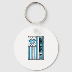 Trotse Nieuwe Vader Baby Voeten Vlag Vector Ontwer Sleutelhanger