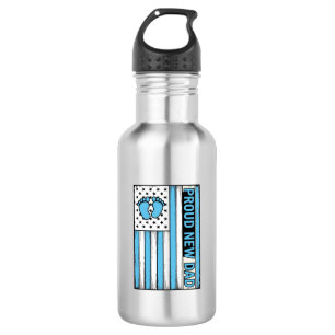 Trotse Nieuwe Vader Baby Voeten Vlag Vector Ontwer Waterfles