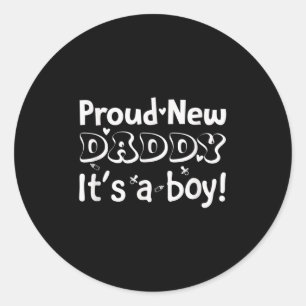 Trotse Nieuwe Vader. Het Is Een Jongen Binnenkort  Ronde Sticker