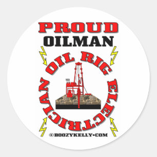 Trotse Oilman, Olieinstallatie Elektricien, Oliein Ronde Sticker