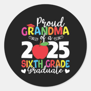 Trotse oma van een 2025 zesde klas Afstuderen Grad Ronde Sticker