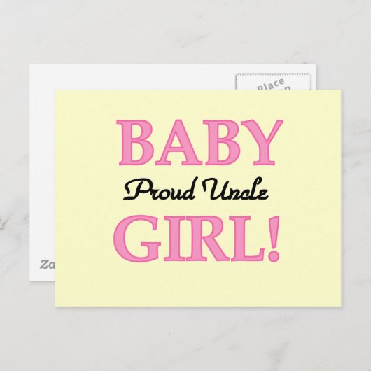 Trotse Oom Baby Meisje Tshirts en Geschenken Briefkaart (Voorkant / Achterkant)