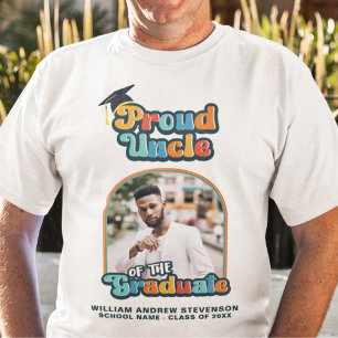 Trotse oom van de afstuderen foto groovy retro t-shirt