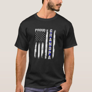 Trotse Opa Dunne Blauwe Lijn Amerikaanse vlag Poli T-shirt