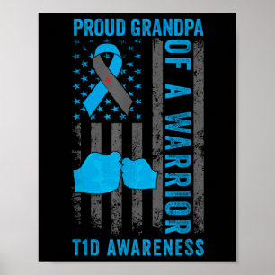 Trotse opa van een T1D Warrior Type 1 diabetes Poster