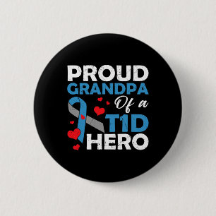 Trotse opa van een Type 1 Diabetes Hero Warrior Su Ronde Button 5,7 Cm