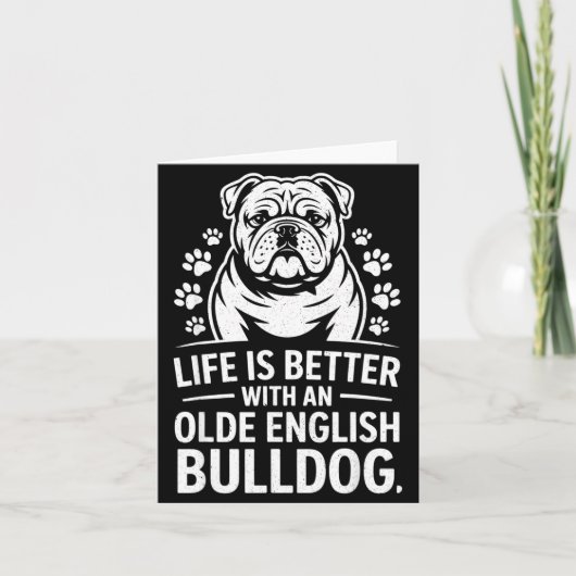 Trotse Ouwe Engelse Bulldog Leven Is Beter Hond Fu Kaart (Voorkant)