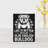Trotse Ouwe Engelse Bulldog Leven Is Beter Hond Fu Kaart (Gele Bloem)