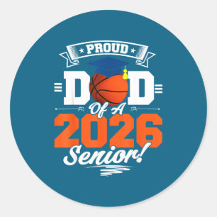 Trotse Papa 2026 Senior Basketbal Ronde Sticker